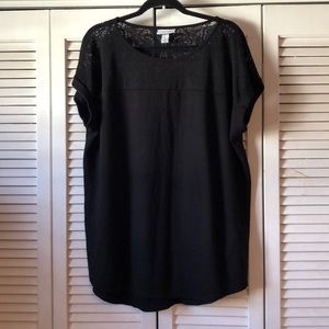 Black Ava & Vic top with floral “lace”